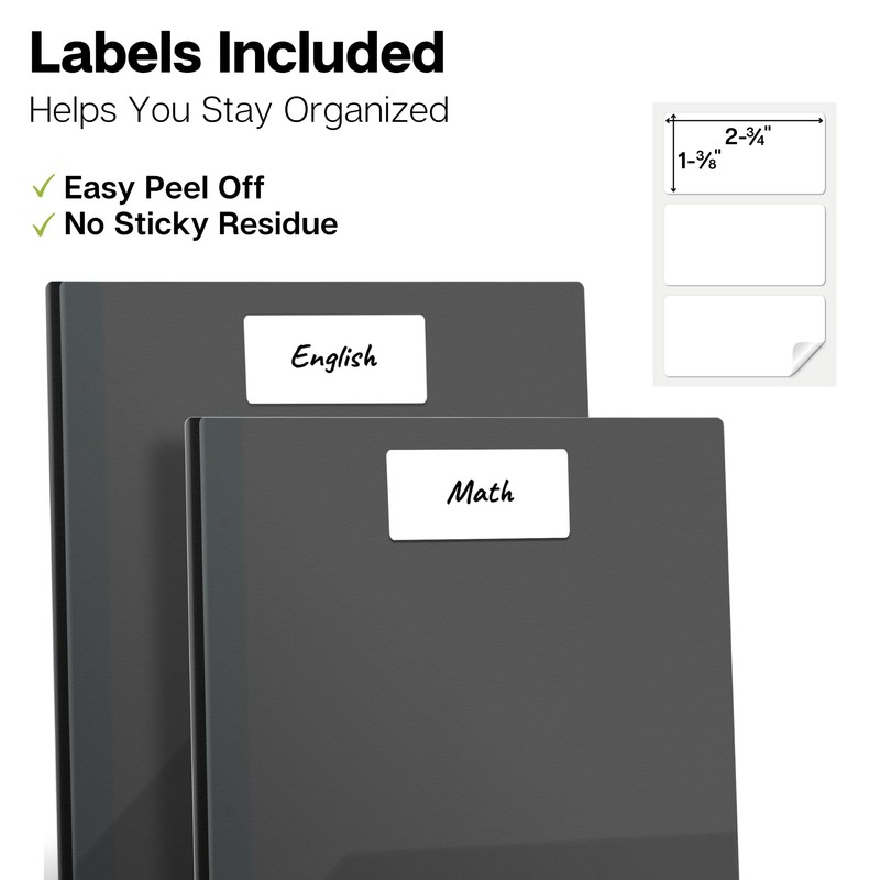 Dunwell Plastic Folders with 3 Prongs, (2 Pack, Black), 2-Pocket