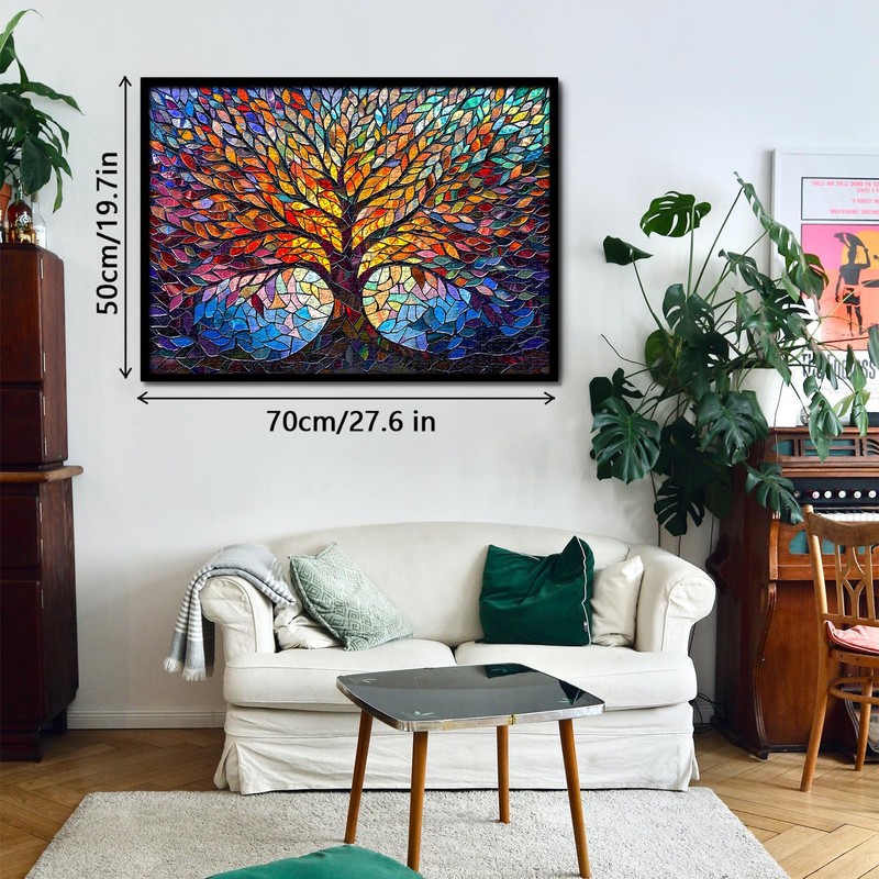 PICKFORU Stained Glass Puzzle Tree of Life Puzzles for Adults