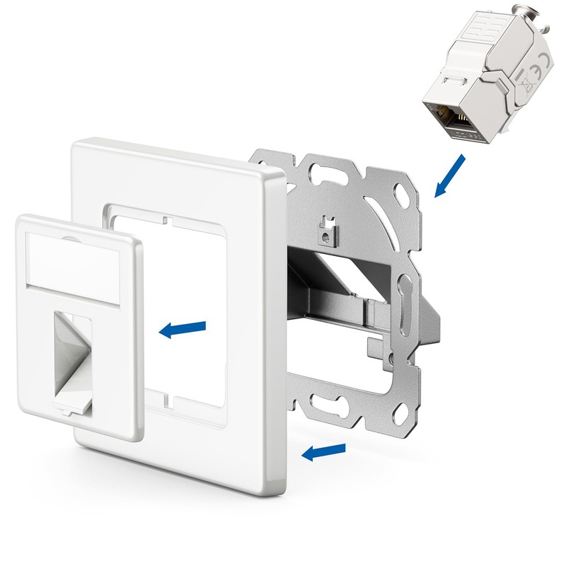 deleyCON CAT8 Network Socket Flush-Mounted RJ45 Keystone 40 Gbps, 1