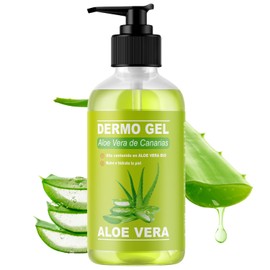 QKnatur - DERMO GEL ALOE VERA FROM THE CANARY ISLANDS BIO - Soothing effect, nourishes and moisturizes the skin. Natural face and body hydration (250 ml)