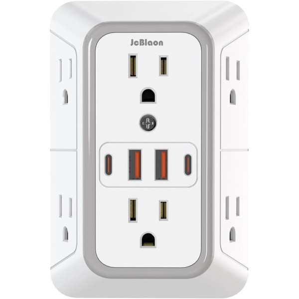 JcBlaon Outlet Extender Surge Protector - 6 Splitter with 4