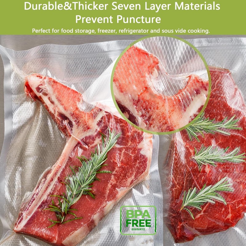 Potane 8 Pack 8"x20'(8Rolls) Thickened Vacuum Sealer Bags For Food,