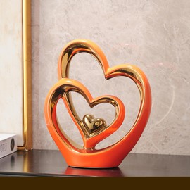 ODMYZG Doppelherz-Ornament,Doppelherz-Keramik-Statue,Heimdekoration,kreative Heimdekoration,Geschenk,Büro,Wohnzimmer,Dekoration,Souvenir,geeignet als Geschenk,Höhe 25,5 cm.