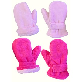 N'Ice Caps - 2 pares de manoplas de forro polar para bebé para niños pequeños, paquete fácil de poner con forro Sherpa, Royal/Black Pack - Bebé sin pulgares, 6-18 Meses