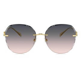 BOLON Women Lady Elegant Titanium Rimless Irregular Diamond-cut Nylon Lens UV400 Sunglasses BL7191