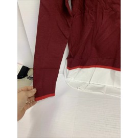 EV1 Two-fer Sweater, Collar Shirt Built In Sweater Combo, L(12/14) Burgundy New