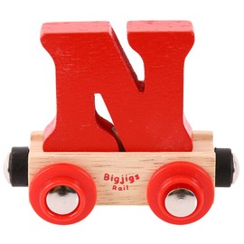 Bigjigs Rail Rail Name Letter N (Red) - Other Major Wooden Rail Brands are Compatible