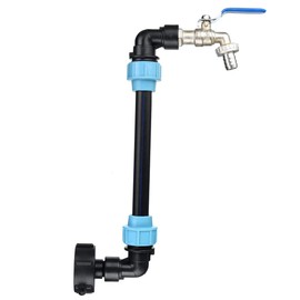 RZXBB IBC Gooseneck Outlet Tap - Rainwater Tank IBC Tank Tap Made of Brass - S60 x 6 Water Barrel Rain Barrel Tap Shut-off Valve - IBC Adapter with Gooseneck 3/4 Inch Connection Set