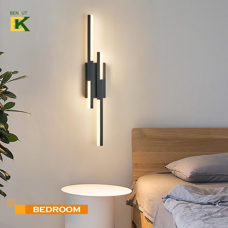 Benkut Modern LED Wall Sconce Black Remote Wall Light Fixtures