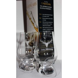 DALMORE TWIN PACK GLENCAIRN SCOTCH MALT WHISKY TASTING GLASSES WITH TWO WATCH GLASS COVERS