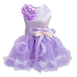 Dog Dress Luxury Puppy Skirt Clothes Princess Dresses Wedding Evening Tutu Skirt Rose Flower Bowknot Dresses for Small Dog Girl XXL Purple