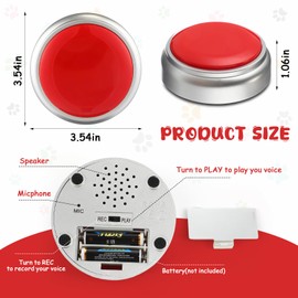Soulchen 6 Pcs Dog Buttons for Communication Red Sliver Dog Talking Voice Recording Buttons 30 Second Record & Playback Pet Speech Training Buzzers for Animal Office Home Game