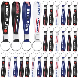 Cunno 100 Pcs Memorial Day Silicone Keychains Patriotic Veteran Gift Bulk Military Keychains Retirement Supplies American Flag Key Rings for Memorial Independence Day Army Fan Party Favor