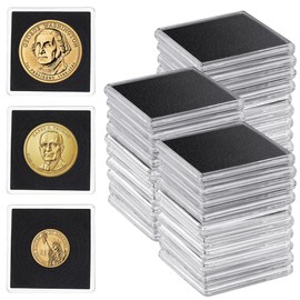 Udbrud Pack of 40 Coin Case for Push-in Coin Case with Round Compartments Coin Snap Holder Acrylic Silver Dollar Coin Holder for Collectors Coin Sleeves Collectors for Coin Collection Supplies
