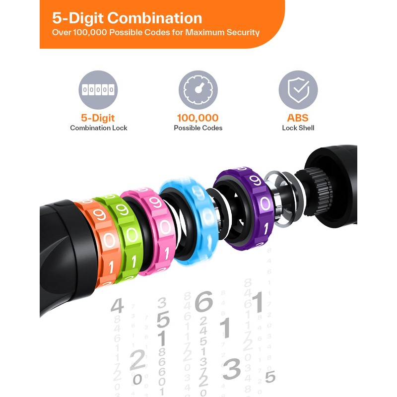Sportneer Bicycle Lock Combination Lock with Numbers and High Security
