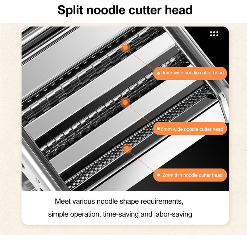 Pasta Maker Machine, 9 Adjustable Thickness Settings, 3 Adjustable Widths,