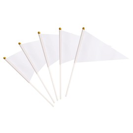 25 Pack White Pennant Flags Small Mini Hand Held Solid Color Pennant DIY Graffiti Flags On Sticks,Party Events Celebration,School,Grand Opening,Kids Birthday,Sports Clubs,Flower Pot (White)