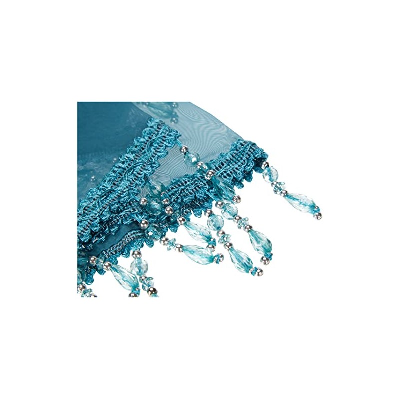Alan Symonds Voile Curtain Swag with Crystal Beaded Trim Teal