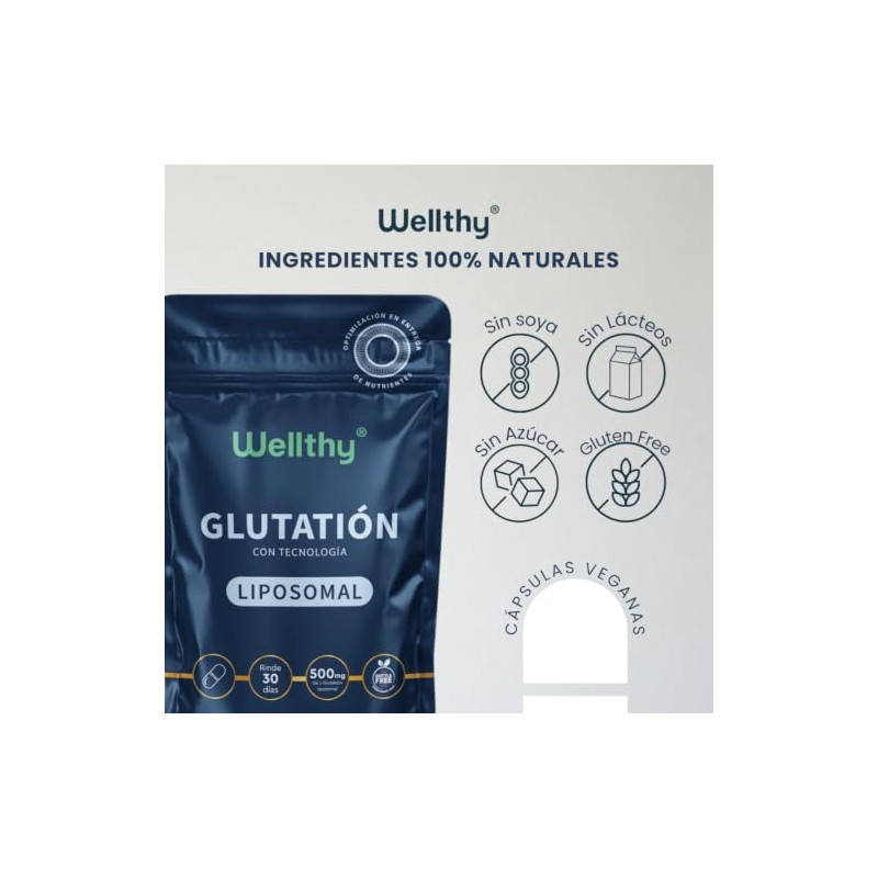 Wellthy Glutation Liposomal 500mg 30 Cápsulas. 1 Mes Completo de