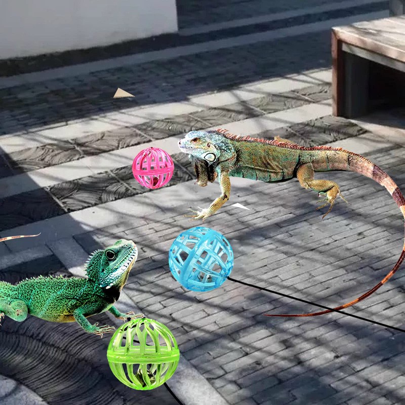 6 Pack Bearded Dragon Toy Bell Balls, Reptile Lizard Toy