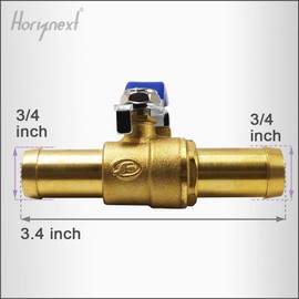 Horiznext Brass 3/4 inch Barb Ball valve, water pipe air pex hose fuel line oil tubing hydro flow natural gas insulation,shut off with Clamps （ 2 pcs)