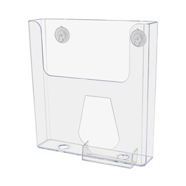 Marketing Holders 4 Pack Suction Cup 8.5" Wide Brochure Magazine Holder with Attached 3.5 x 2 Inch Business Card Pocket Glass Window Mount Pamphlet Catalog Booklet Display