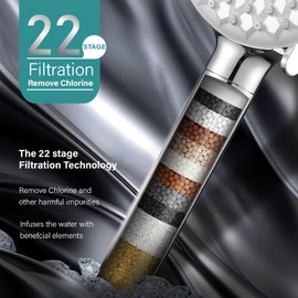 ATQ Showerhead with Filters 7 Spray Mode High Pressure Shower Head with Handheld Detachable Shower Head 78" Long Hose,Built-in Power Wash Mode (7 Modes, Premium Chrome)