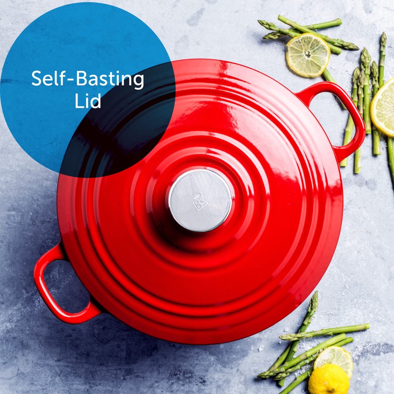 BK Cookware Bourgogne Enameled Cast Iron 4.4QT Dutch Oven, Chili