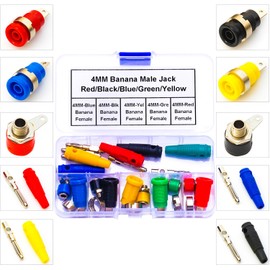 Yoeruyo 4mm Banana Male Female Plugs Assorted Kit, M4 Banana Plugs Male Female Banana Jack Panel Mount Banana Socket Binding Post Adapter Stackable Connector Speaker Cable Adapter (M4-Banana-Kit)