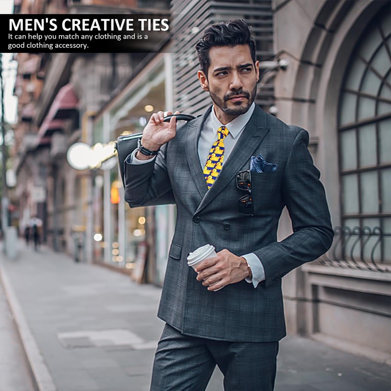 1 Piece Men's Funny Tie - Yellow Duck Pattern, Wedding