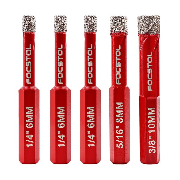Dry Diamond Drill Bits Set - FOCSTOL 5pcs 6/6/6/8/10mm Diamond