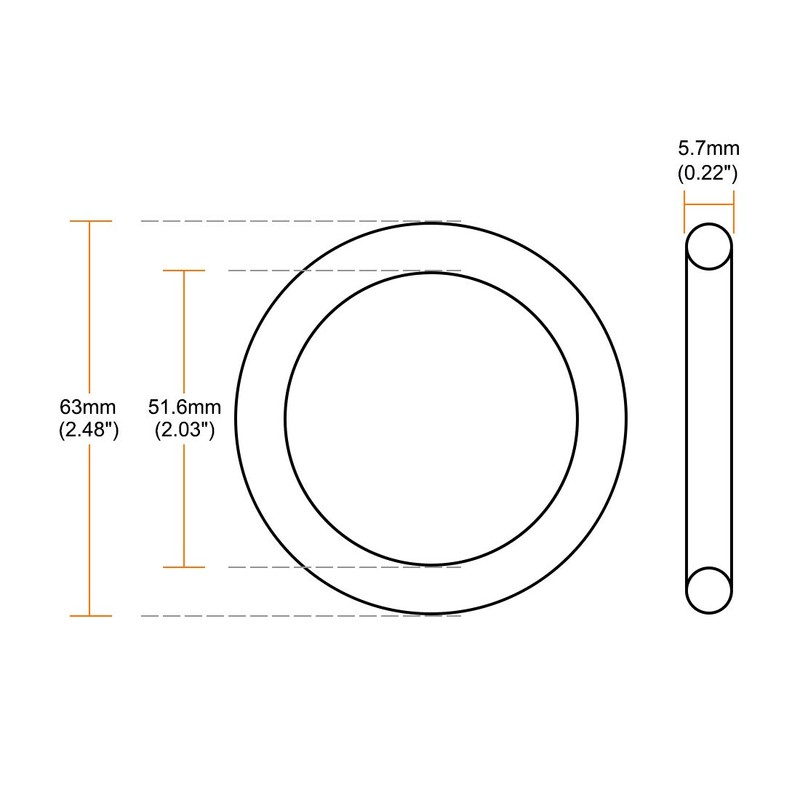 sourcing map Nitrile Rubber O-Rings 63 mm AD 51.6 mm