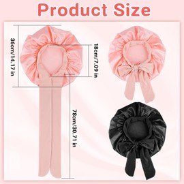 JIANGWEIF Satin Sleep Bonnet, 2 Pack Silk Hair Cap with Elastic Band, Soft Elastic Band Hair Bonnet, Adjustable Silk Night Hairs Cap Soft Elastic Band Silks Bonnets for Sleeping