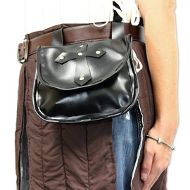 Gothic Priest Belt Pouch Medieval Christian Cross of God Waist Bag Leather Sack Black