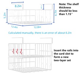 Couwilson Under Shelf Basket Storage 2Pack - 12.6in Metal Under Cabinet Shelf, Hanging Wire Basket Shelves, Undershelf Storage Basket for Kitchen Pantry Bookshelf