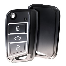 OATSBASF OATSBASF Car Key Case For VW, Key Case Compatible with VW Golf 7 MK7Silicone Key Case, Key Box Cover for VW Polo, Skoda, Tiguan, 3 Buttons JBS-Black