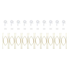 QUARKZMAN Pack of 10 Plate Hangers 5 Inch Universal Brass Invisible Wall Plate Hanger with 10 Pieces Wall Hooks for Decorative Plates Gold