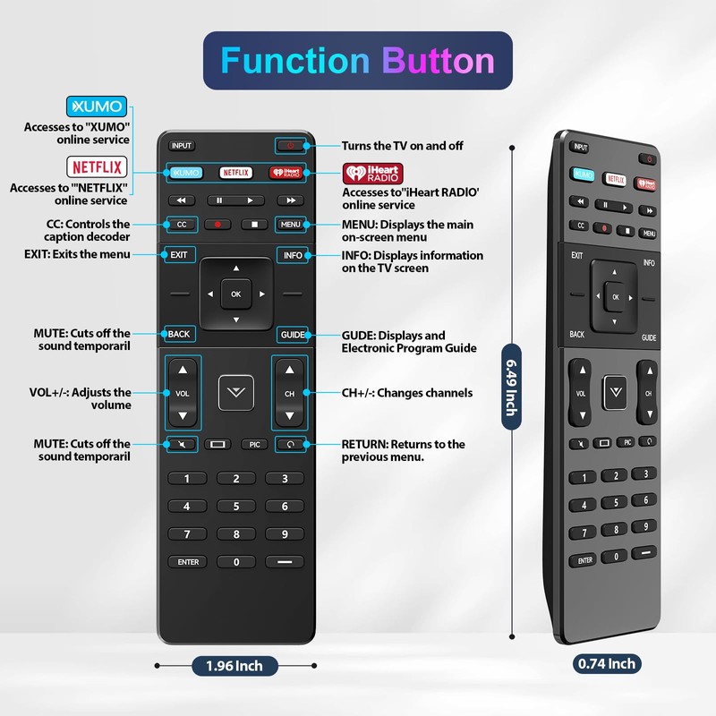 New Replacement Remote Control Compatible XRT122 for Vizio Smart TV
