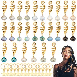 PLIGREAT 40 Pcs Hair Jewelry for Braids, Crystals Spiral Loc Jewelry Gold Stars Braid Hairs Charms Colorful Crystal Stone Hairs Braid Accessories Alloy Hair Clips for Women Girls, 14 Styles