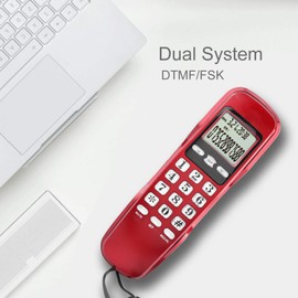 Wall Telephone, Landline Phone for Home, Wired Desktop Telephone with LCD Display, Caller ID, DTMF FSK Dual System (Red)