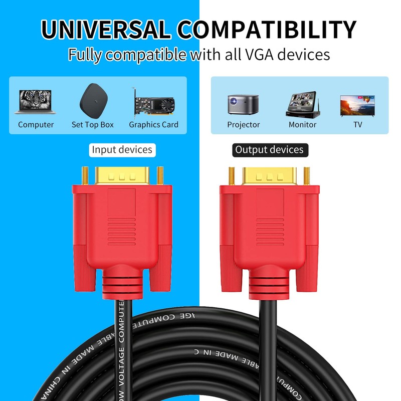Abireiv VGA Cable 6Feet, VGA to VGA HD15 Monitor Cable