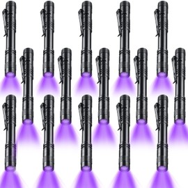 Macarrie 15 Pcs UV Light Flashlight Mini Pen Lights Handheld Flashlights Pocket Compact Torch for Leak and Hotel Inspection, Pet Urine, Stain, Dye Detector(Purple)