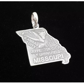 Unbranded Sterling Silver Missouri State Pendant / Large Charm for Bracelets or Necklaces