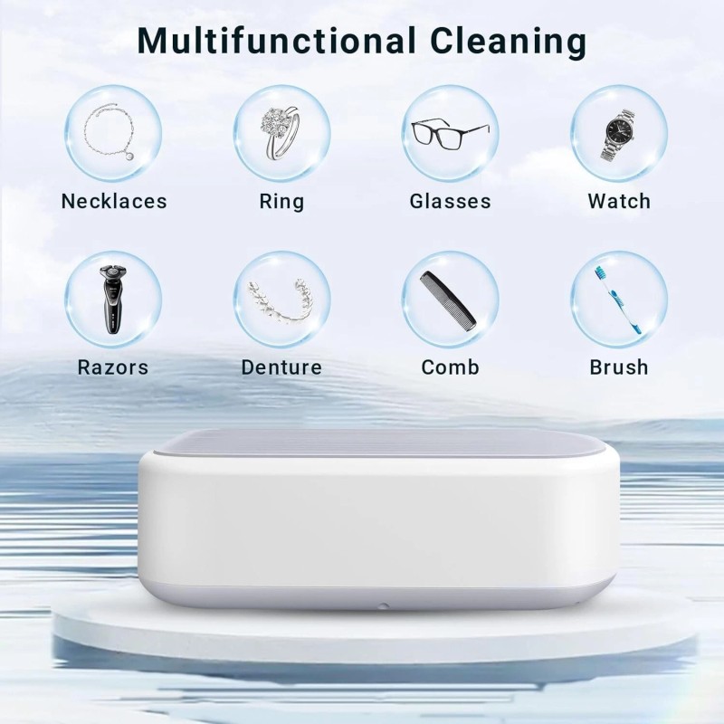 Ultrasonic Jewelry Cleaner Denture Glass Watch Ring Bath Tank Cleaning