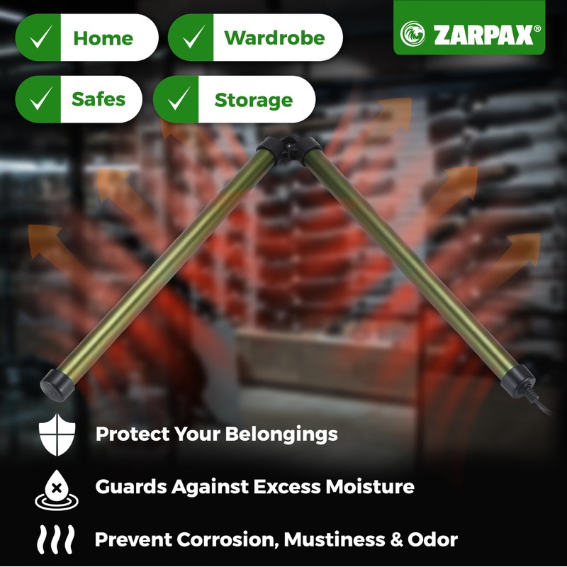 ZARPAX Gun Safe Dehumidifier Rod | Dehumidifier Rod For Enclosed