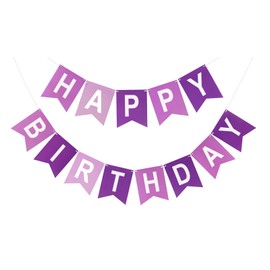 Purple Happy Birthday Banner Birthday Party Banner NO DIY Happy Birthday Sign Pre-Strung Birthday Hanging Decoration for Women Men Girl Boy Party Supplies(Purple)