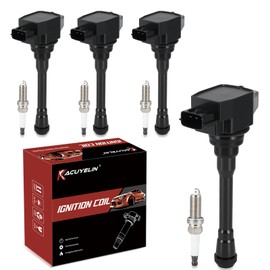 UF708 Ignition Coil Pack and Iridium Spark Plugs Set of 4 Compatible with Nissan NV200 Sentra 2013-2019 Replaces# IC812 PR4011, 91187