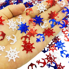 Confetti Birthday Nautical Confetti Wedding Blue Anchor Sequins Baby Shower Party Scatter Glitter Metallic Table Decoration for Birthday Anniversary Weeding Event Accessories (Boat Anchor)