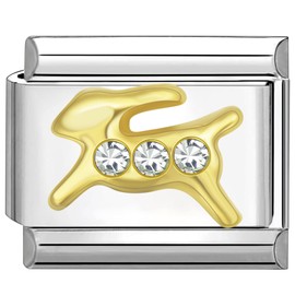 UNY JEWEL Zodiac Capricorn Italian Charm 9mm Stainless Steel Link - Enamel Zodiac Design Modular Charm Bracelet Link