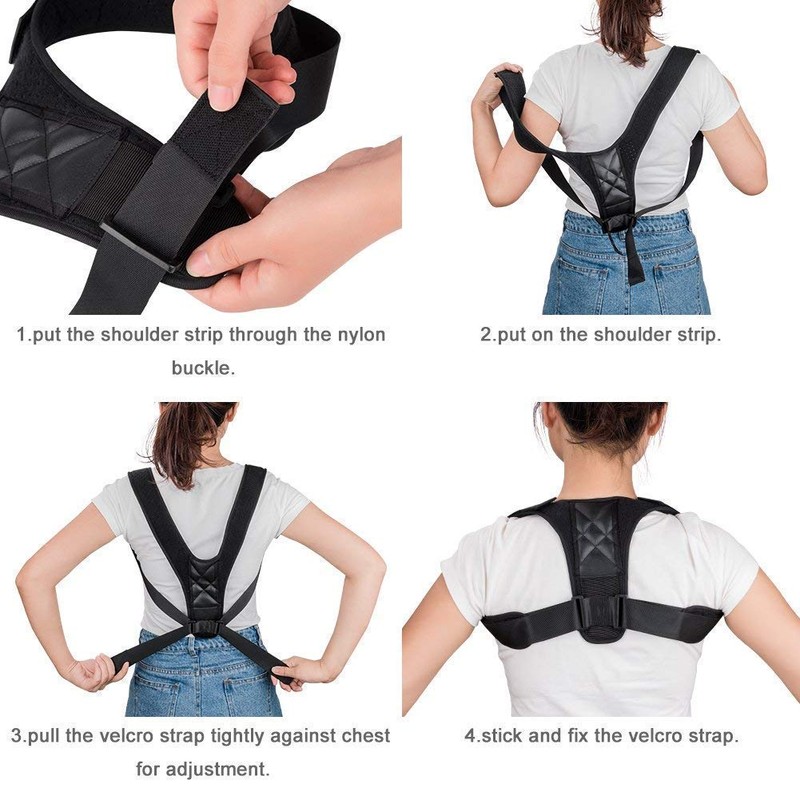 Nanet Posture Corrector Back Brace Adjustable Straightener for Back, Shoulder,